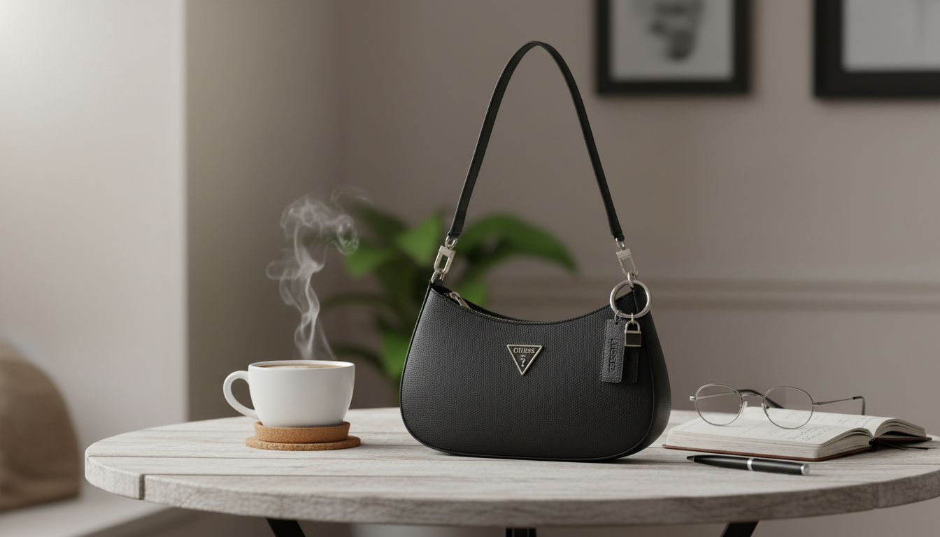 Guess Faux Leather Handbag: Structured Black Everyday Bag