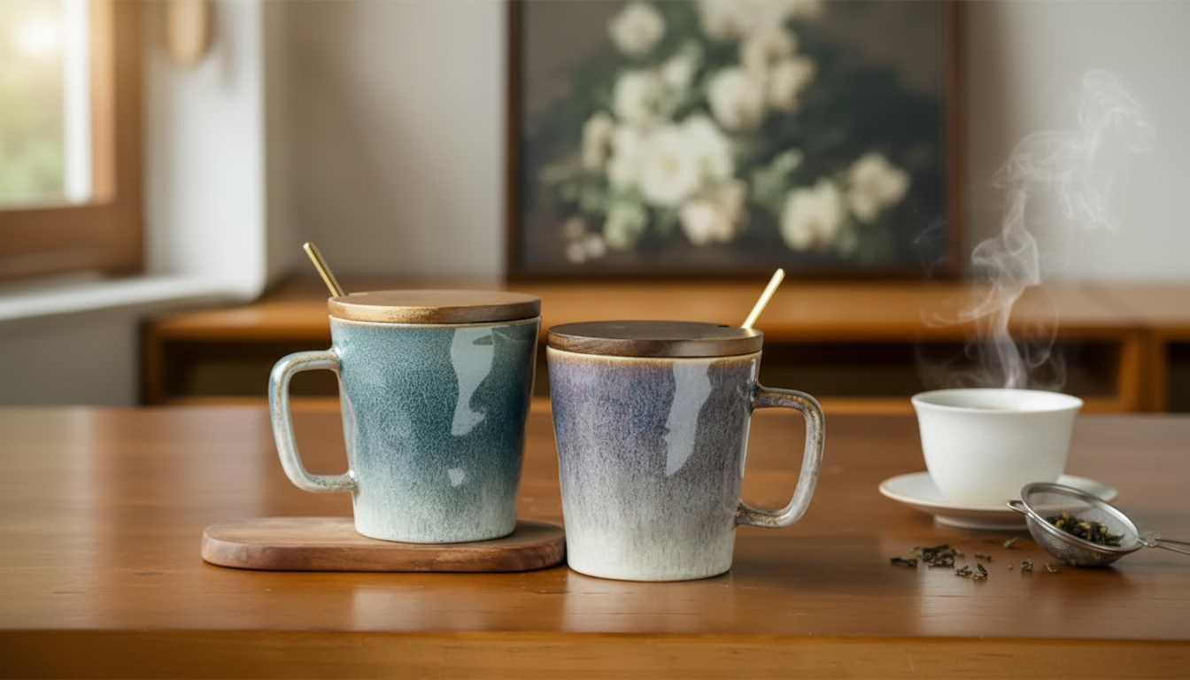 Vintage Retro Porcelain Mug Set (2pcs) for Coffee & Tea